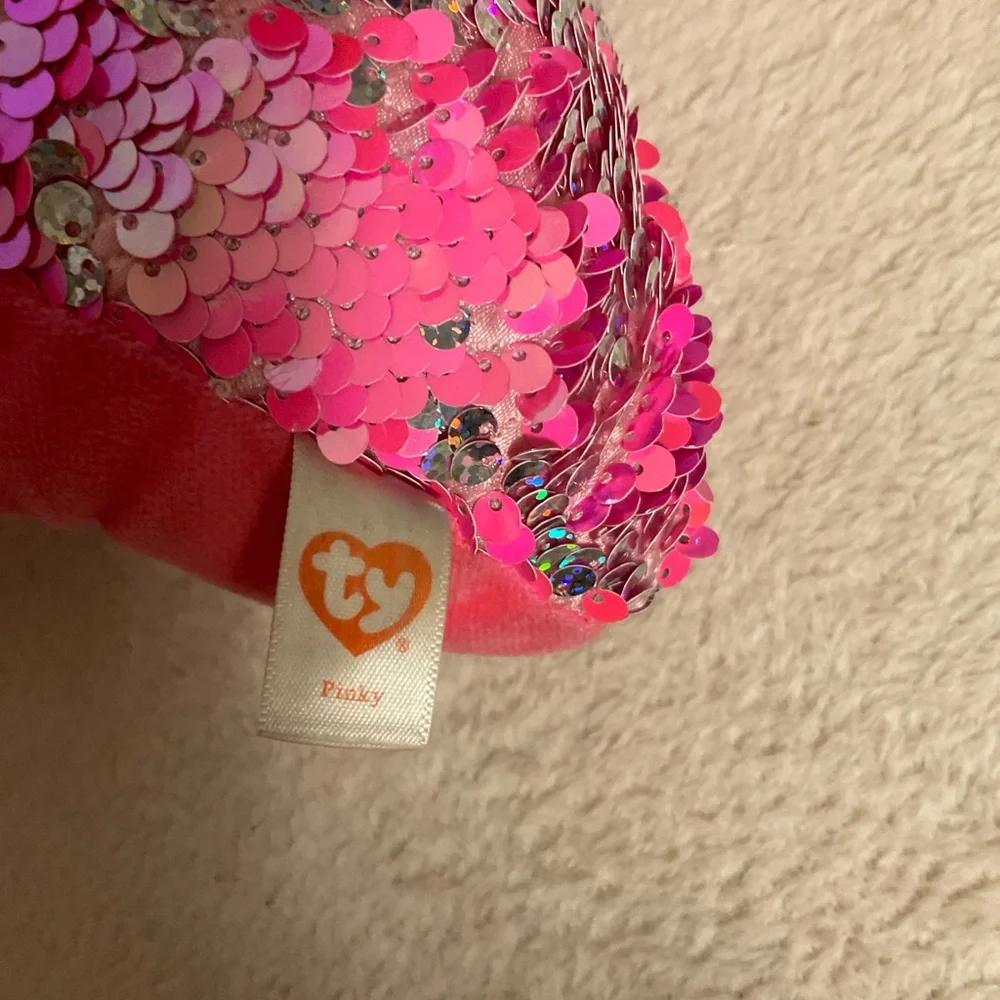 Ty Pink and Silver Plush Bird Toy